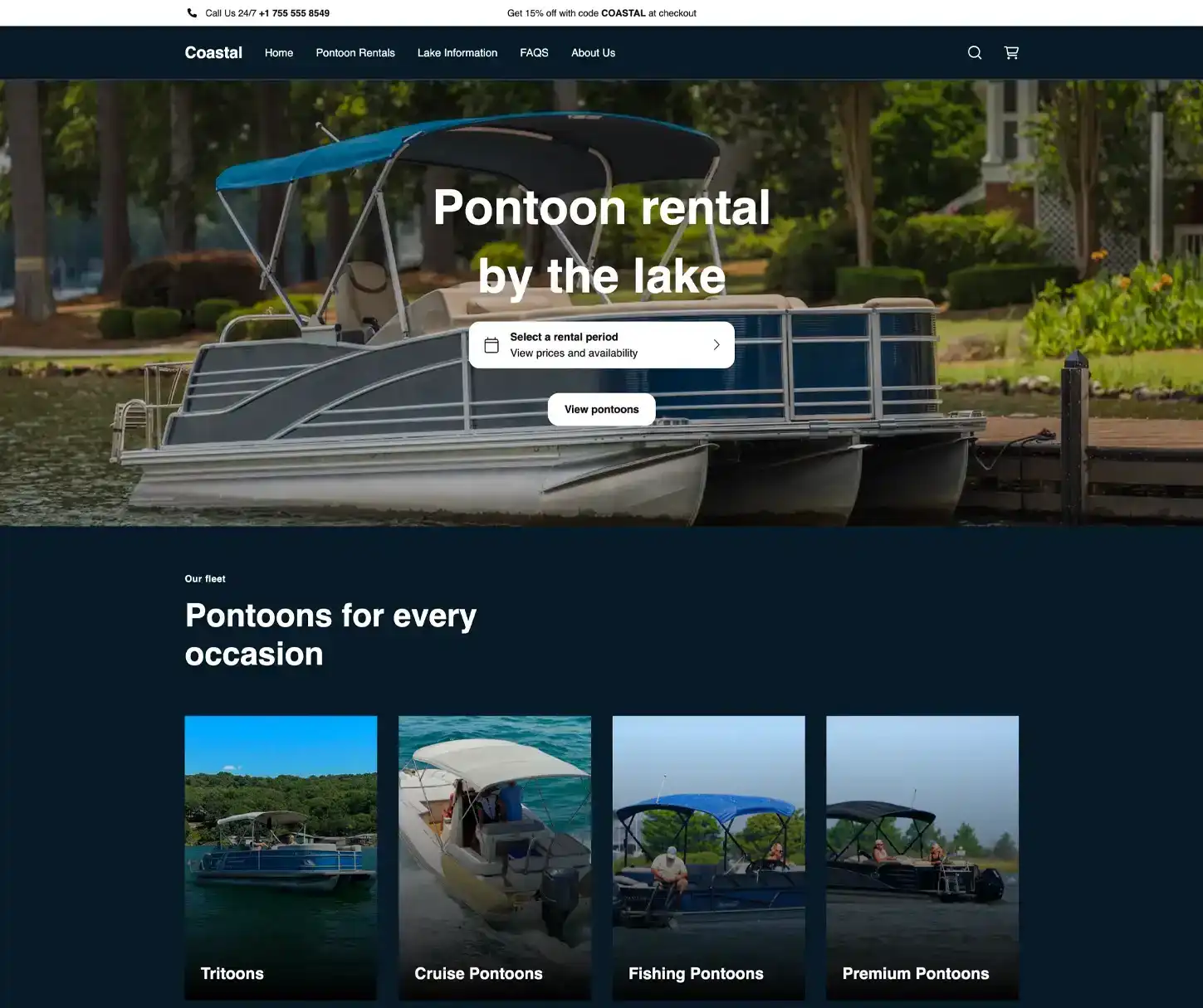 Coastal Theme - Modelo de Website de Aluguer de Pontoon