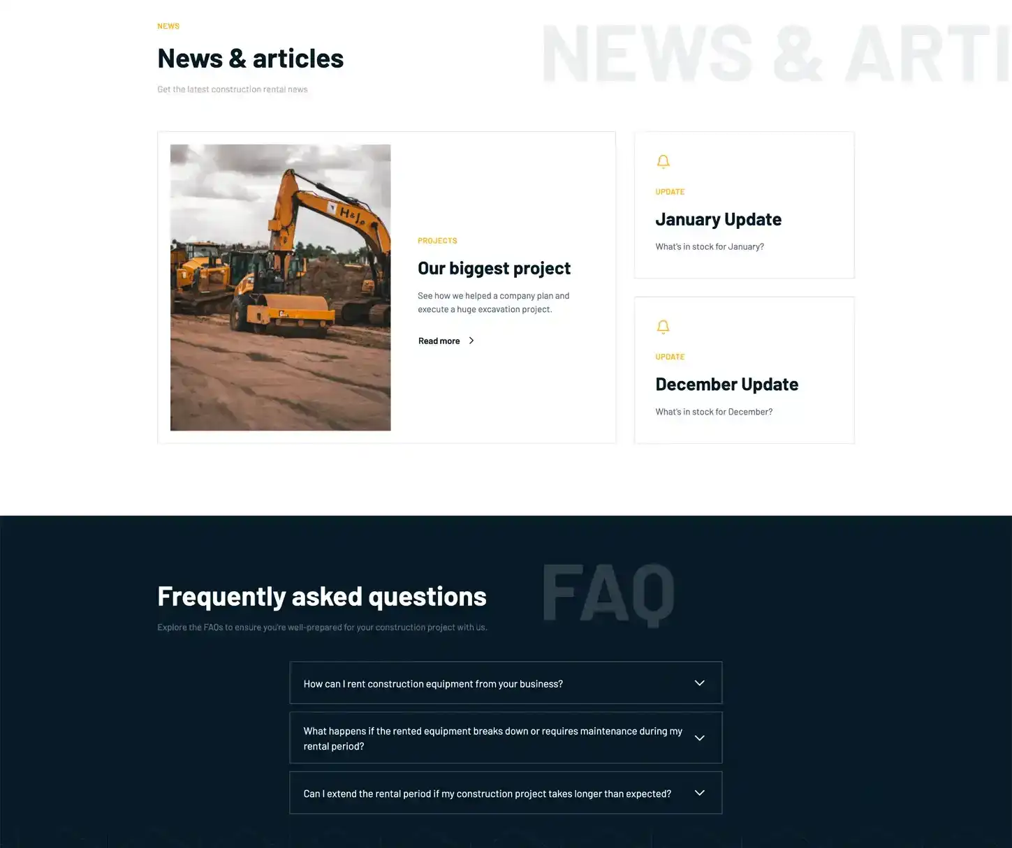 Construct Theme - Bauverleih Website Vorlage