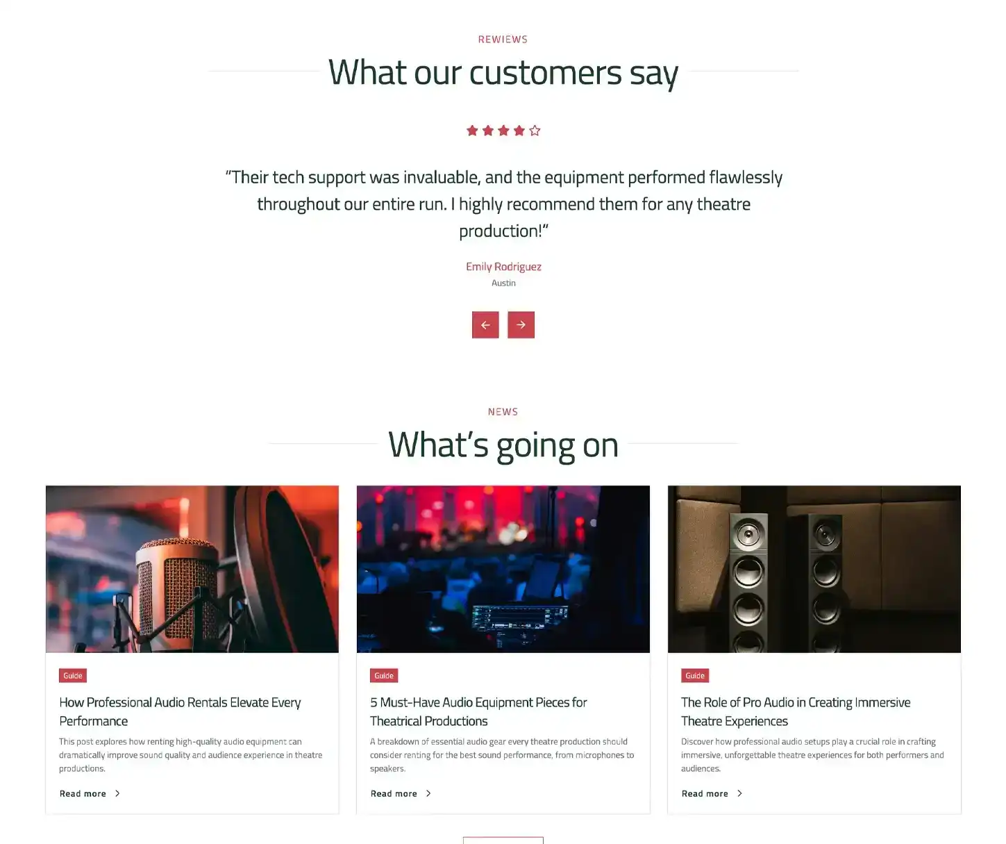Crisp Theme - Audio Rental Website Template