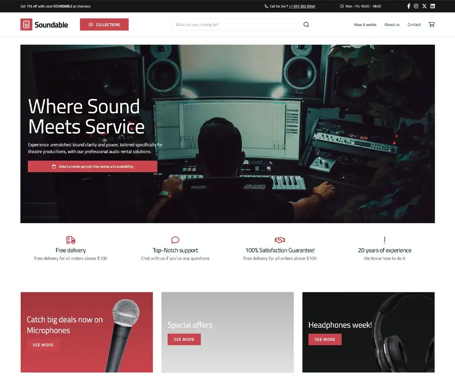 Crisp Theme - Audio Rental Website Template