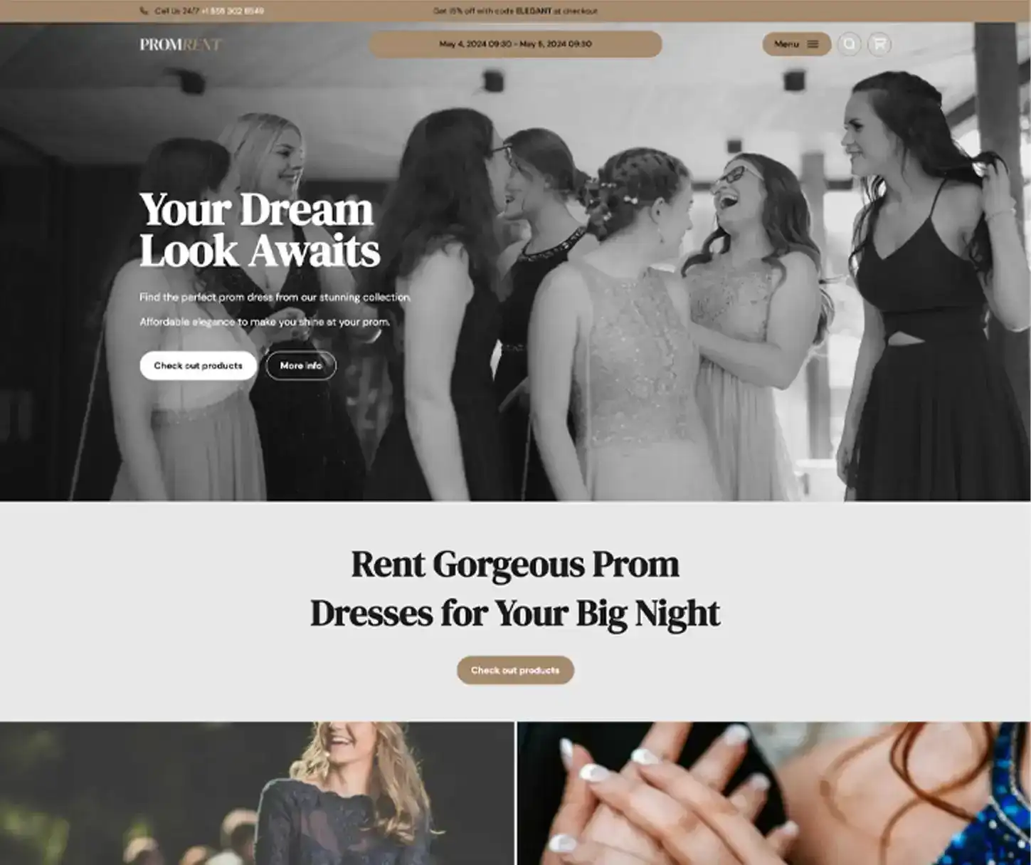 Elegant Theme - Plantilla de sitio web de alquiler de vestidos de noche