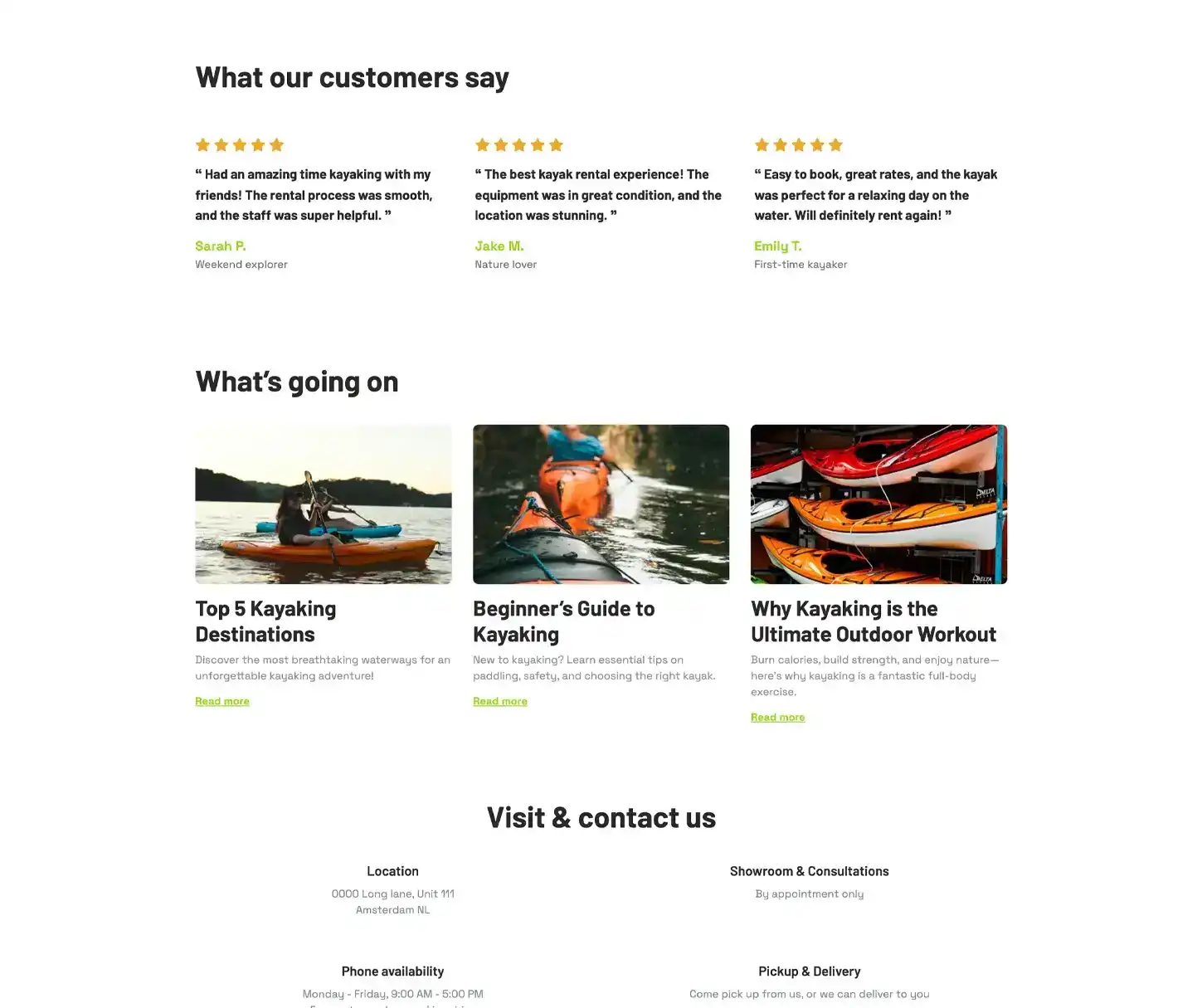 Float Theme - Kayak Rental Website Template