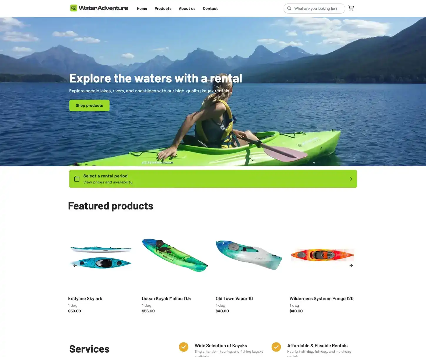 Float Theme - Kayak Rental Website Template