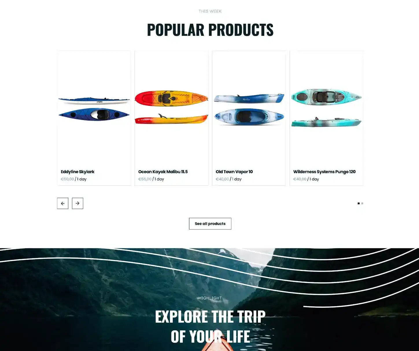 Flow Theme - Kayak Rental Website Template