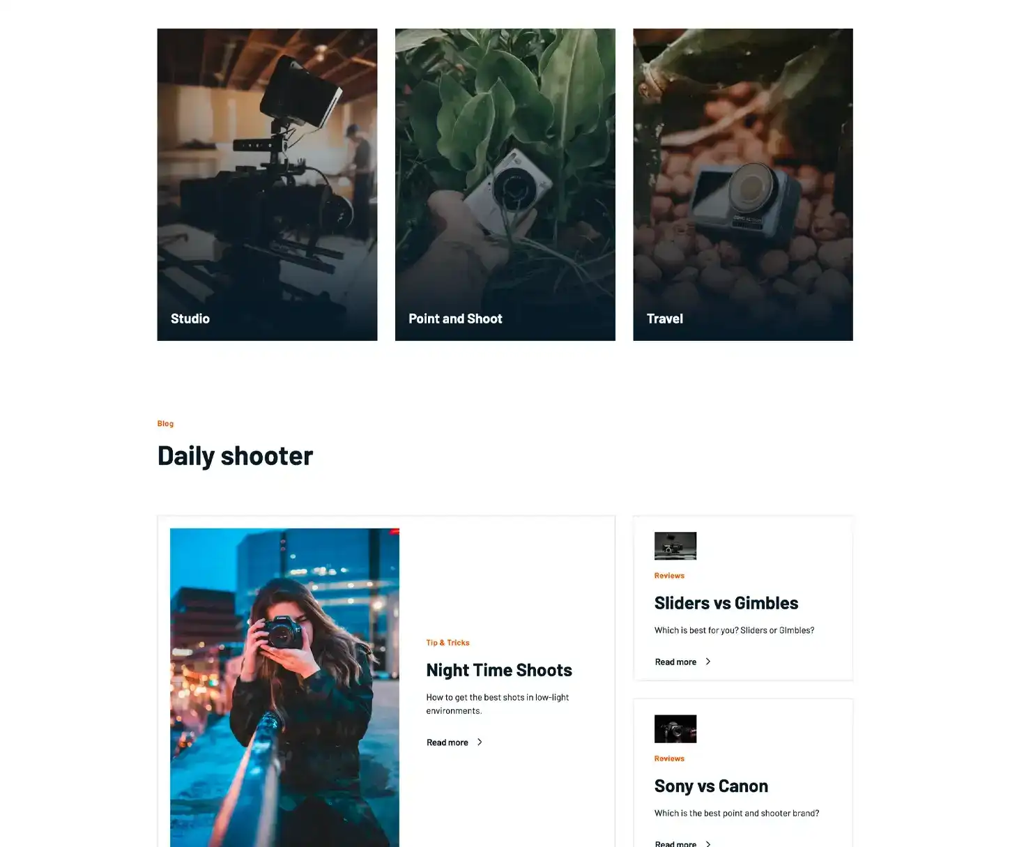 Focus Theme - Camera Rental Website Template