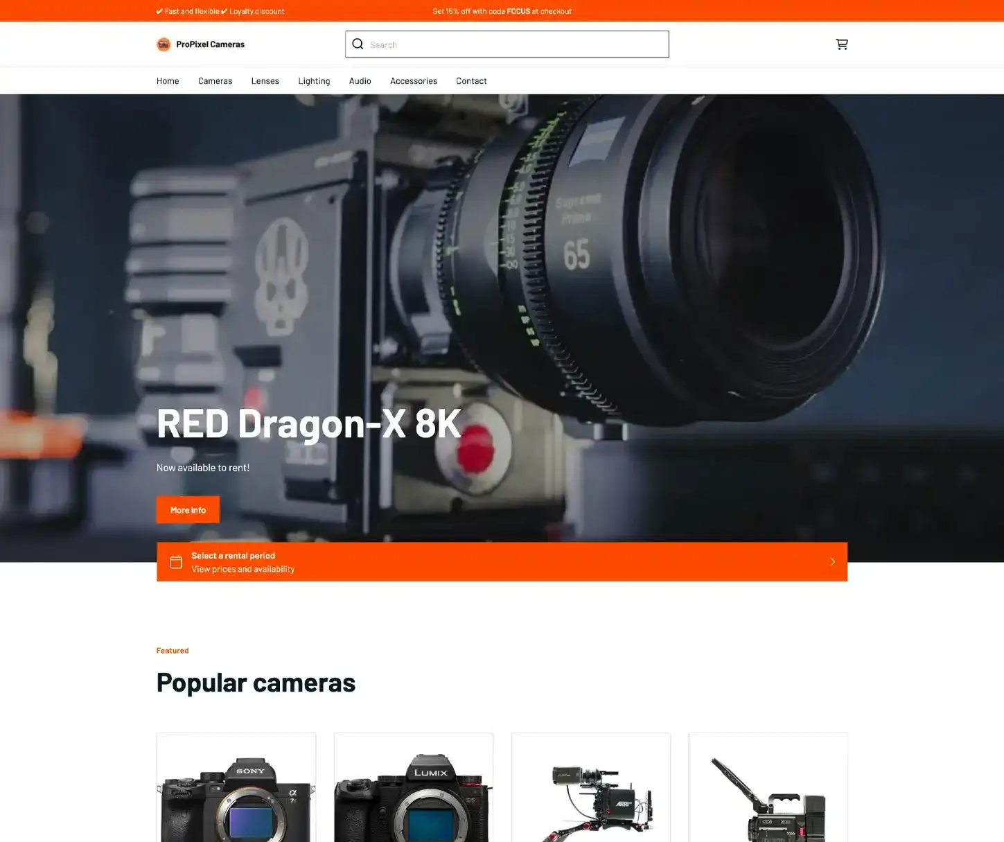 Focus Theme - Camera Rental Website Template