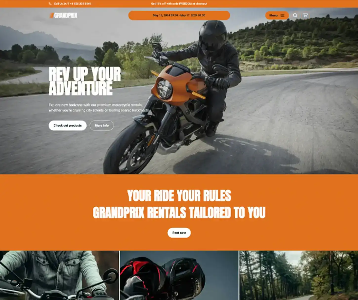 Freedom Theme - Motorcycle Rental Website Template