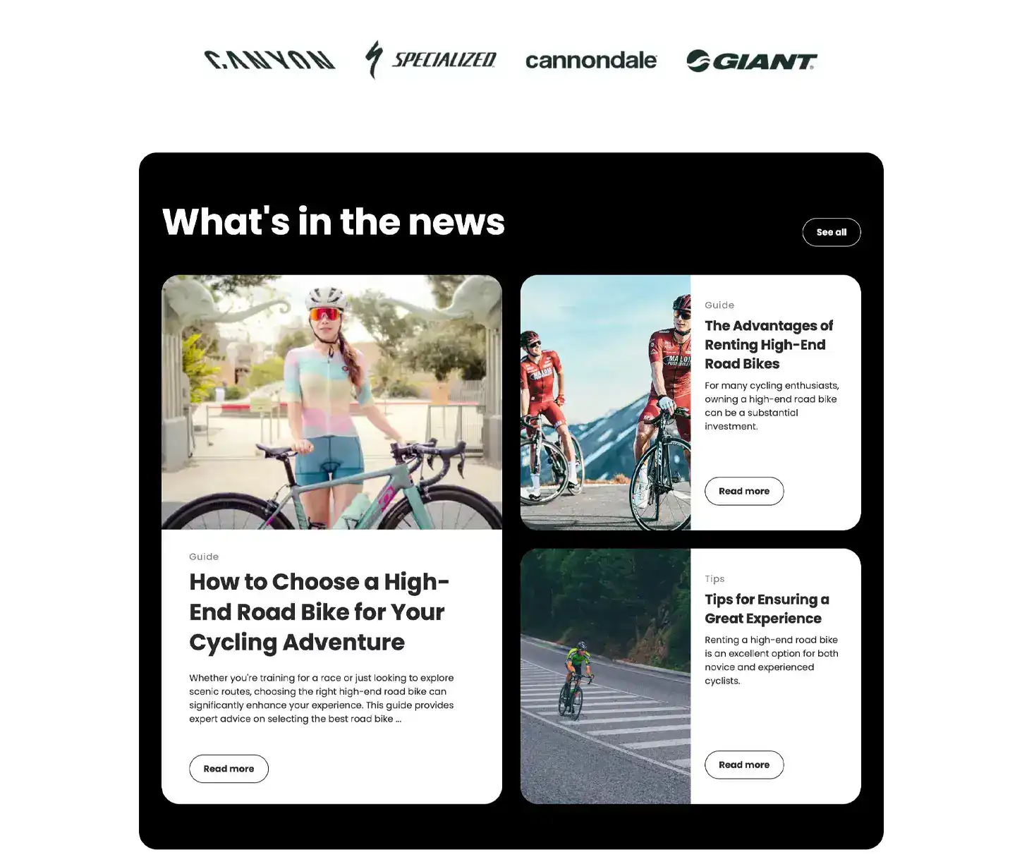 Giro Theme - Road Bike Rental Website Template