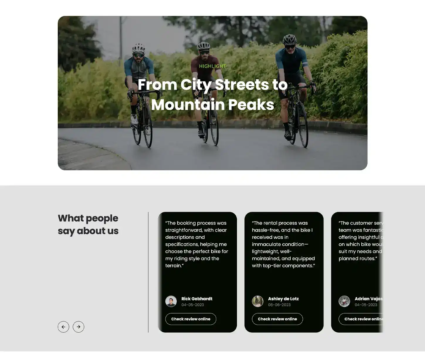 Giro Theme - Road Bike Rental Website Template