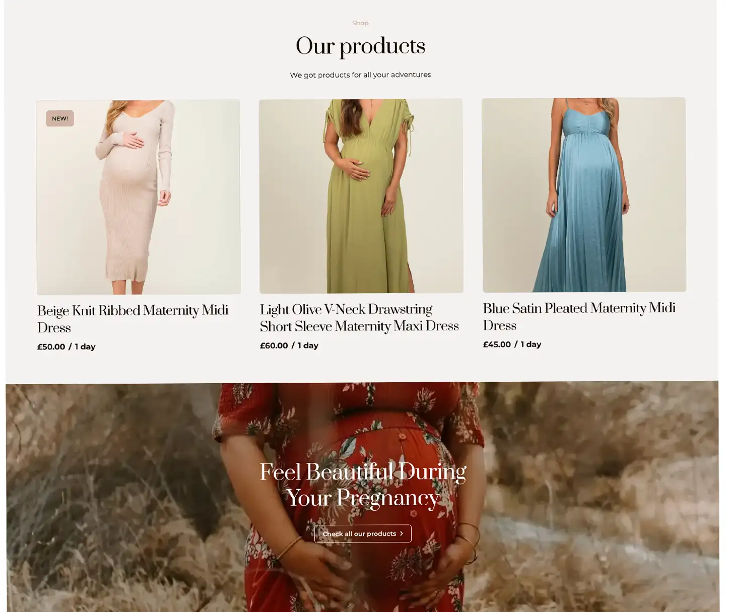 Glow Theme - Maternity Dress Rental Website Template
