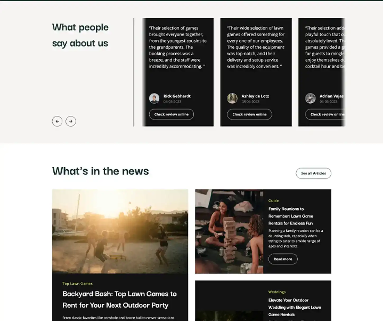 Joy Theme - Lawn Game Rental Website Template