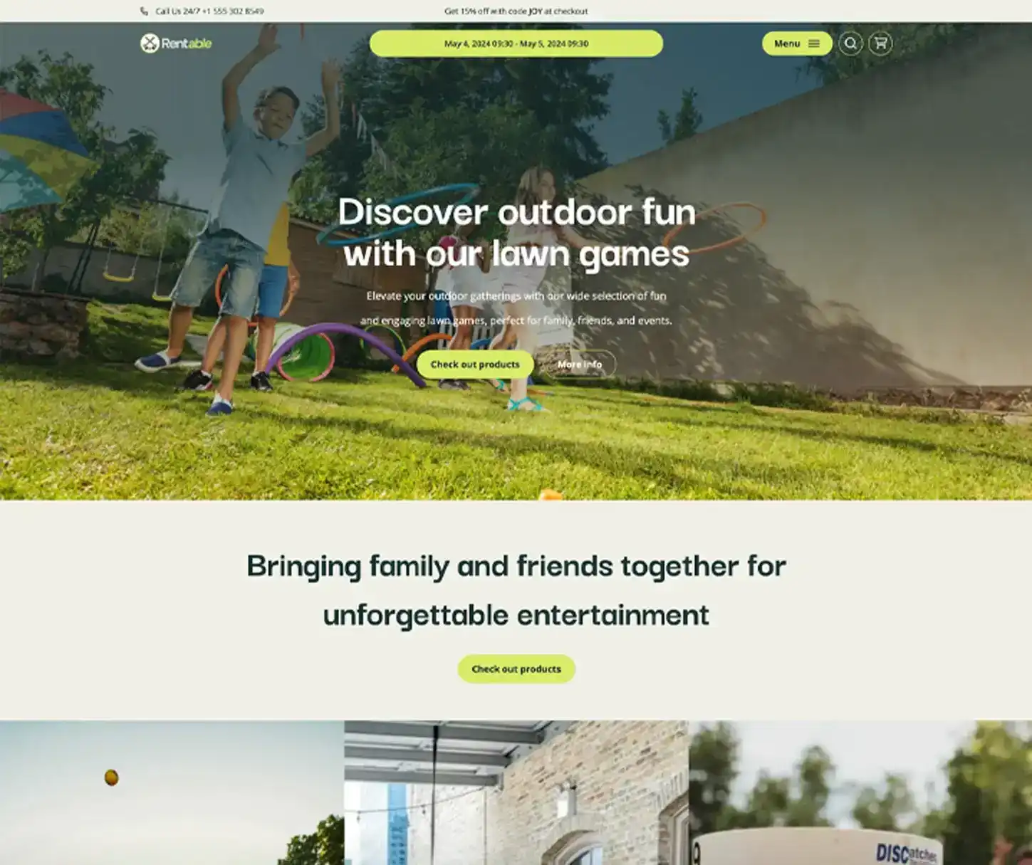 Joy Theme - Lawn Game Rental Website Template