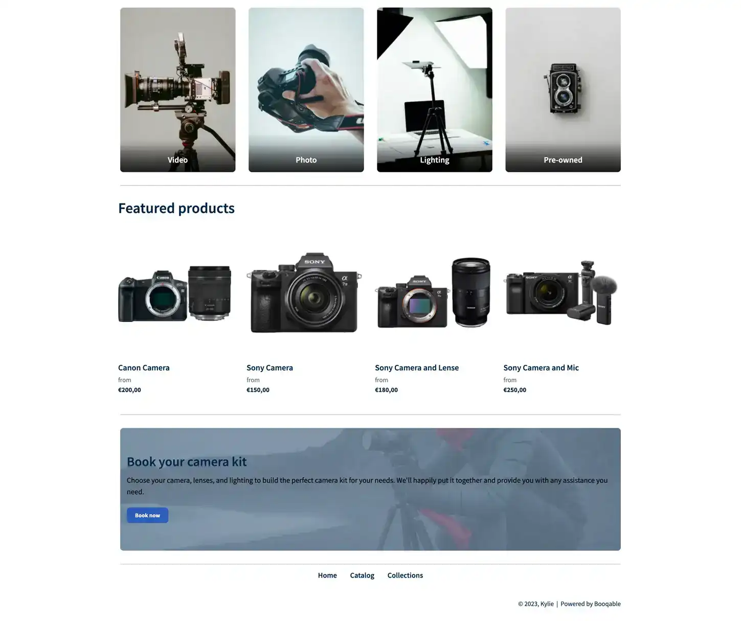 Kylie Thema - Camera Verhuur Website Sjabloon