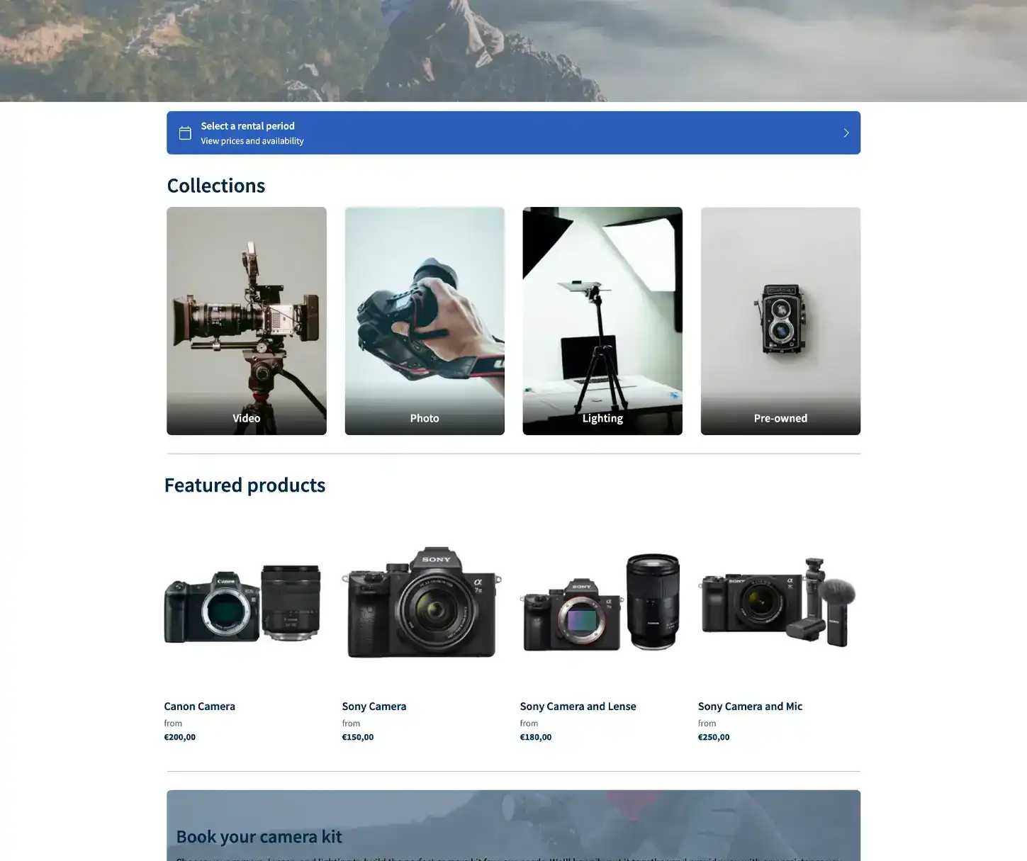 Kylie Thema - Camera Verhuur Website Sjabloon