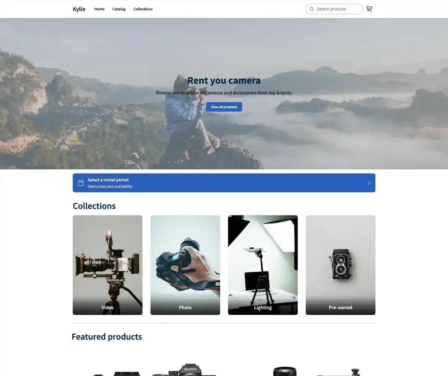 Kylie Thema - Camera Verhuur Website Sjabloon