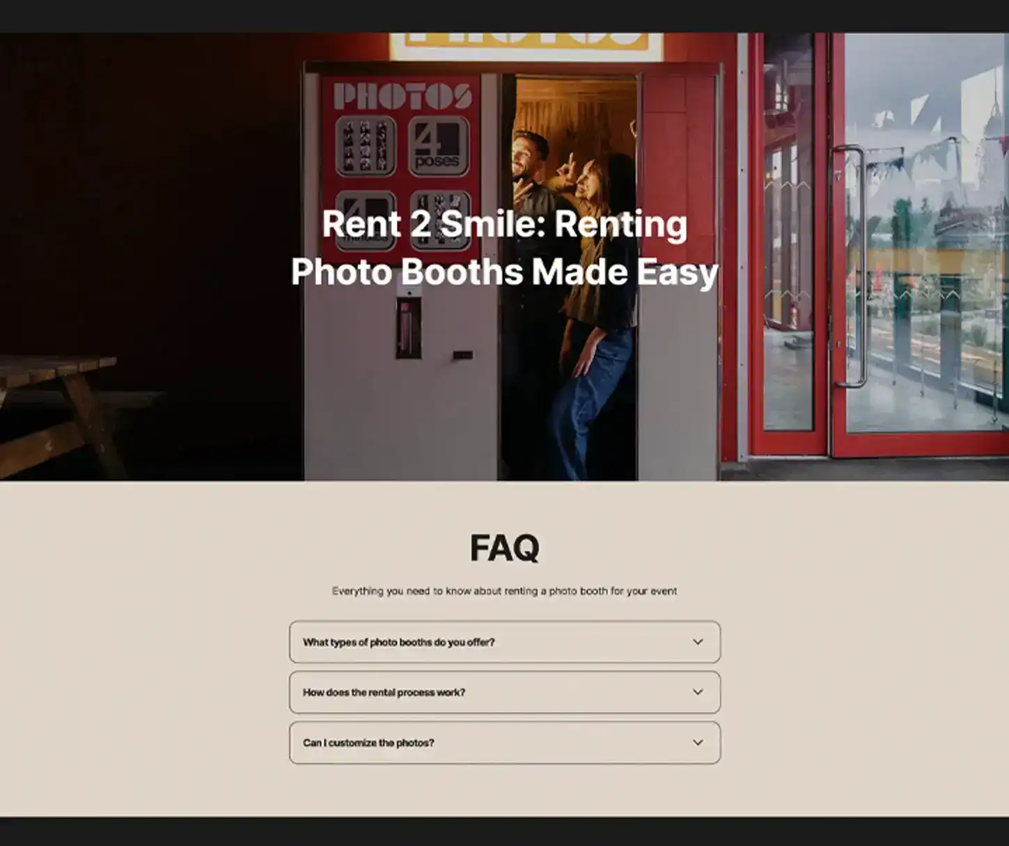 Memories Theme - Modèle de site web pour la location d'un photomaton