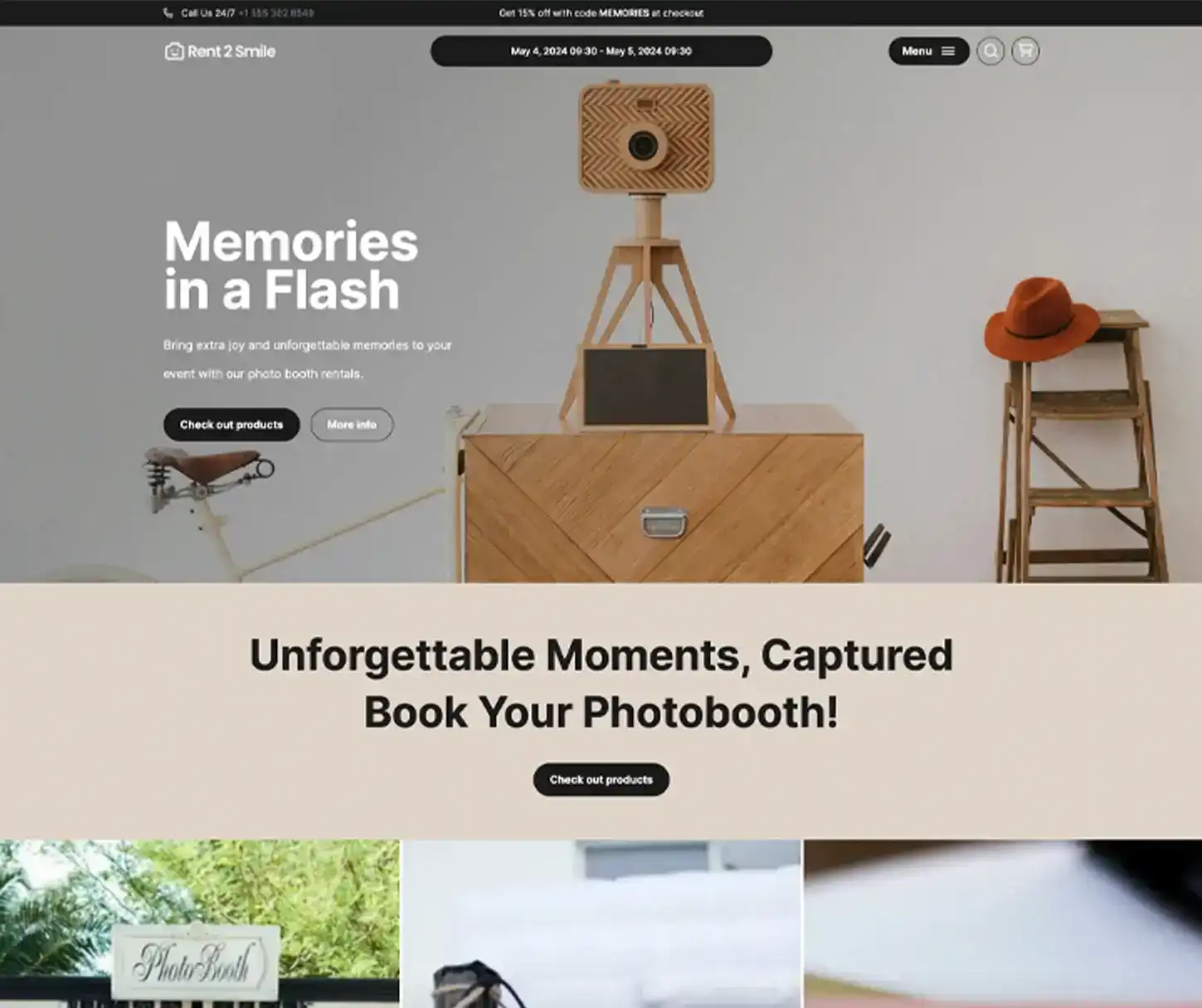 Memories Theme - Modèle de site web pour la location d'un photomaton