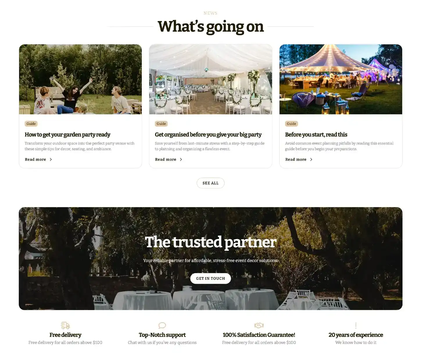 Moment Theme - Party Supplies Rental Website Template