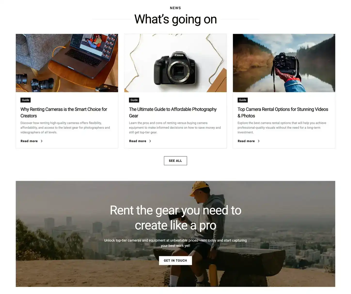 Motion Theme - Video Equipment Rental Website Template