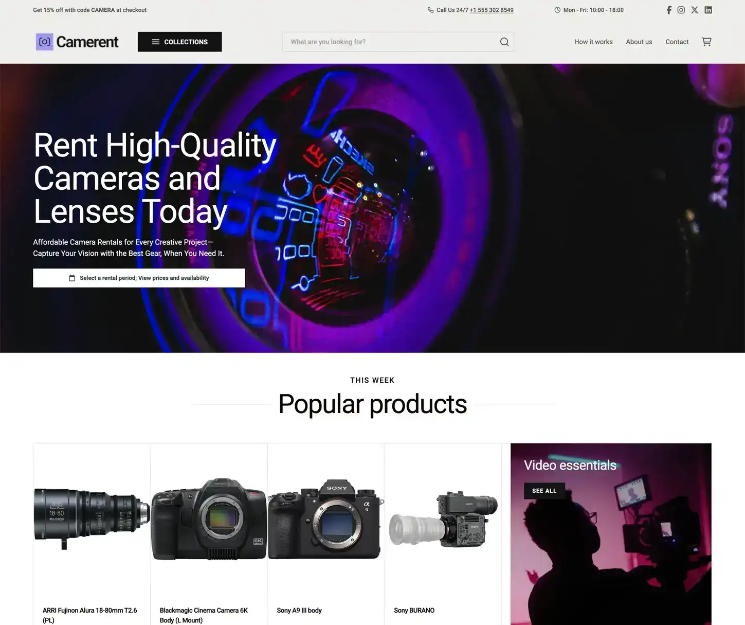 Motion Theme - Video Equipment Rental Website Template