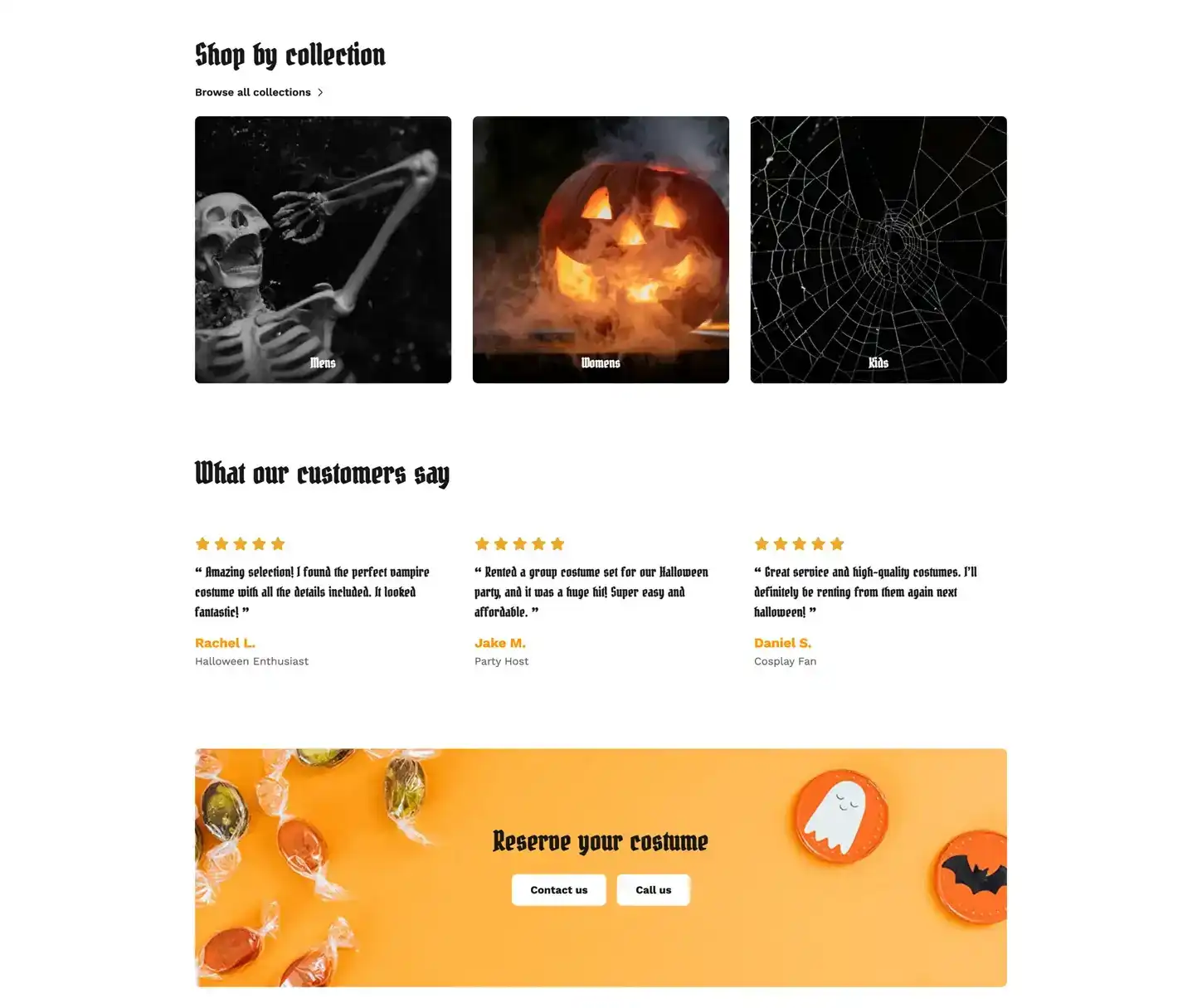 Tema Myst - Modelo de site para aluguel de fantasias de Halloween