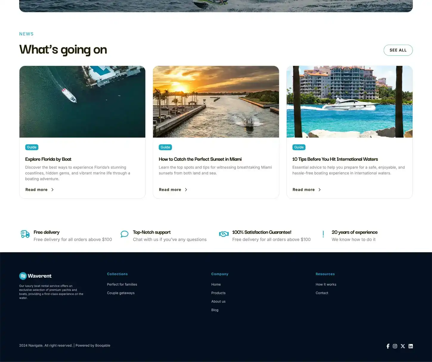Thème Navigate - Modèle de site web pour la location de bateaux