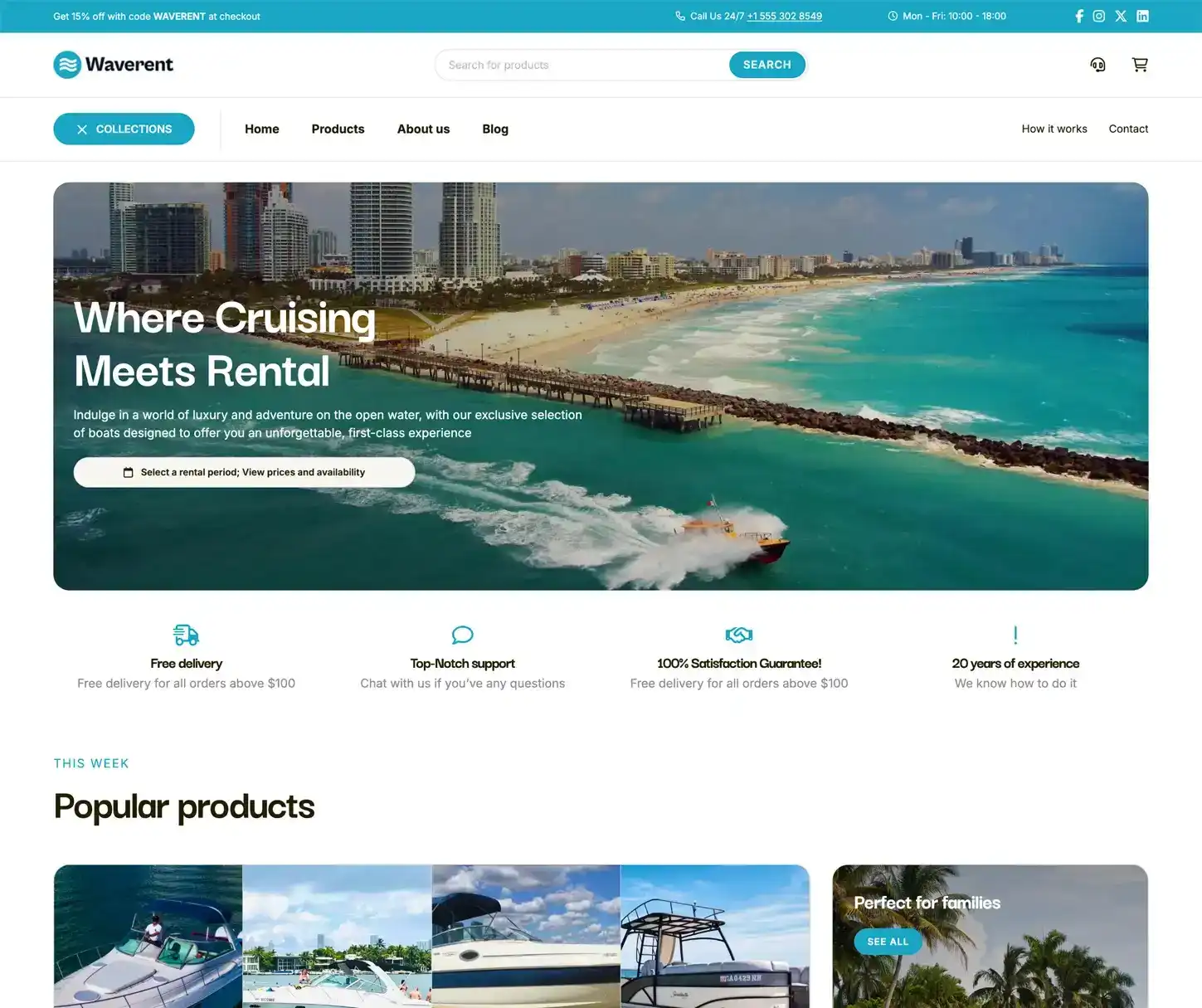 Thème Navigate - Modèle de site web pour la location de bateaux