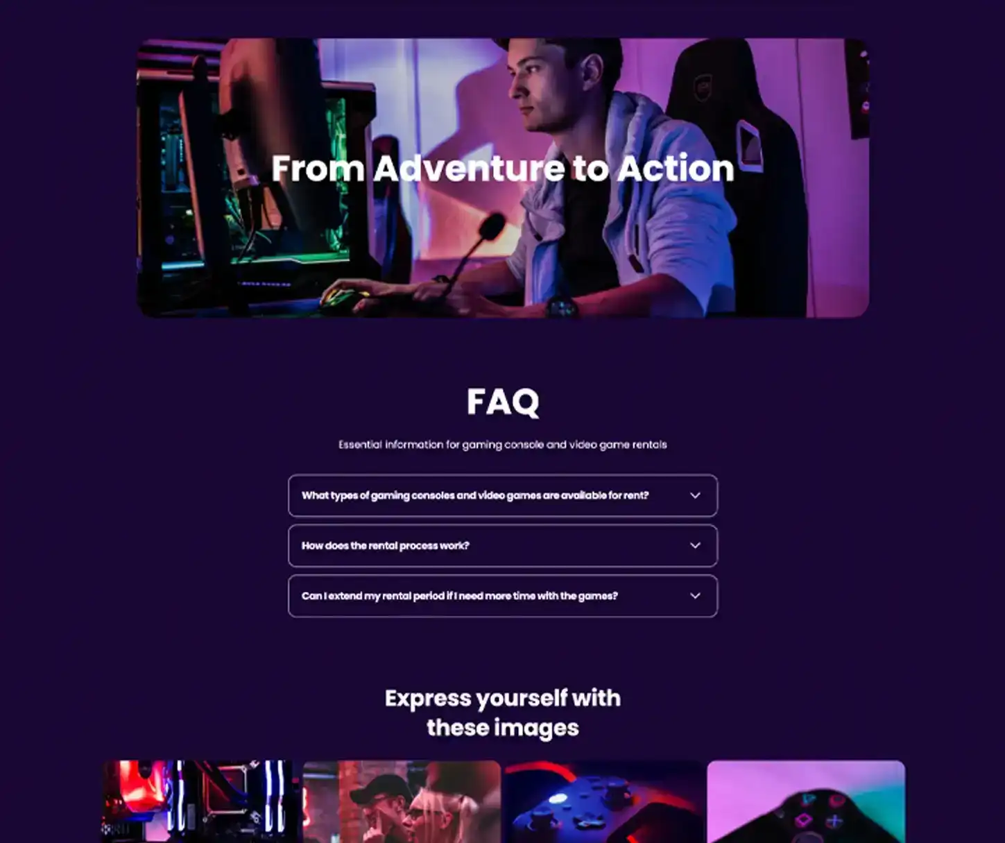 Nite Theme - Gaming Rental Website Template