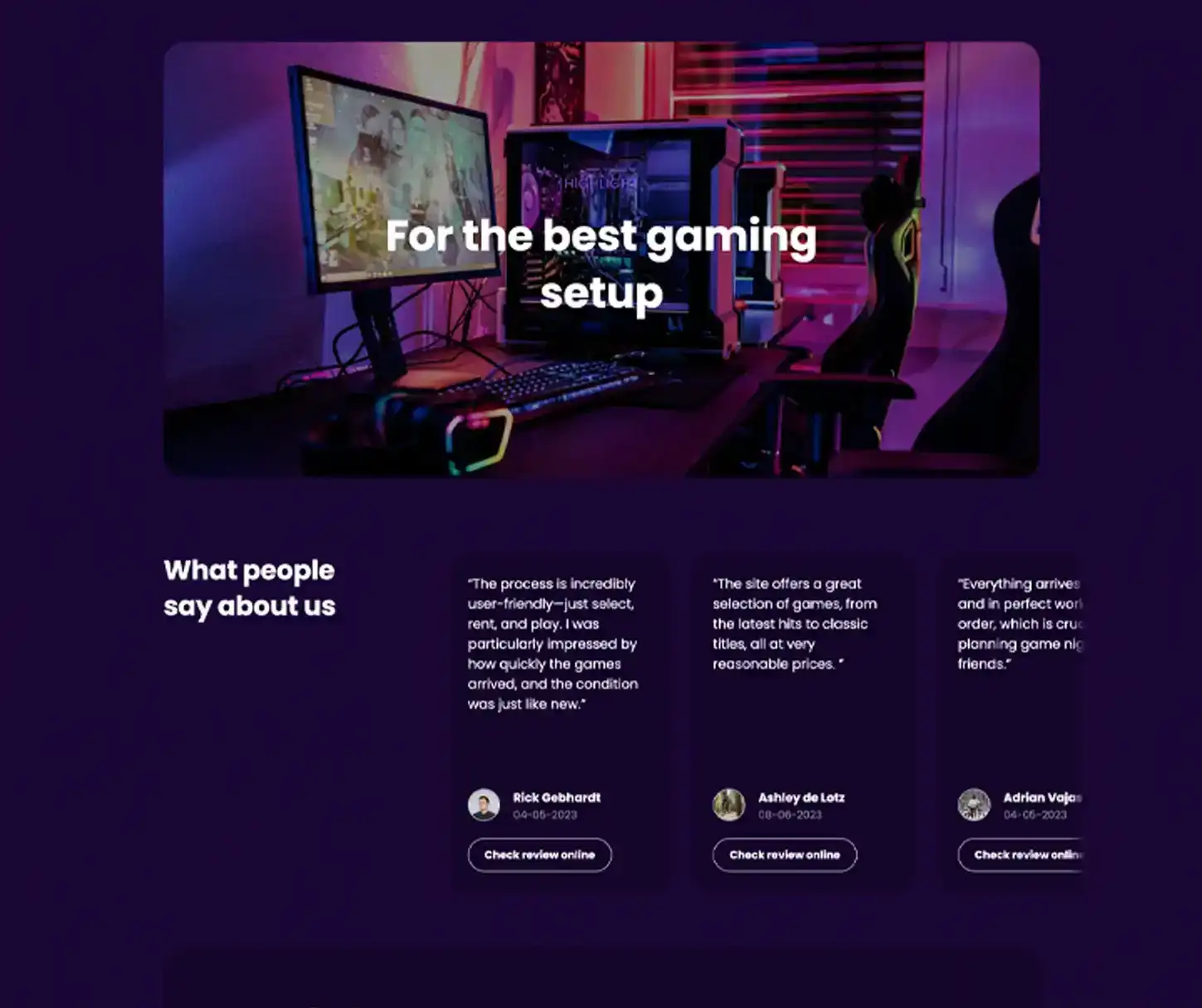 Nite Theme - Gaming Rental Website Template
