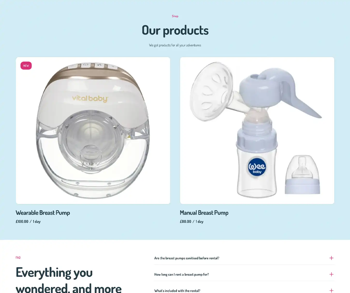 Nurture Theme - Breast Pump Rental Website Template