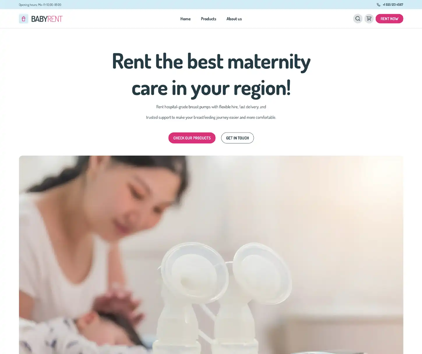 Nurture Theme - Breast Pump Rental Website Template
