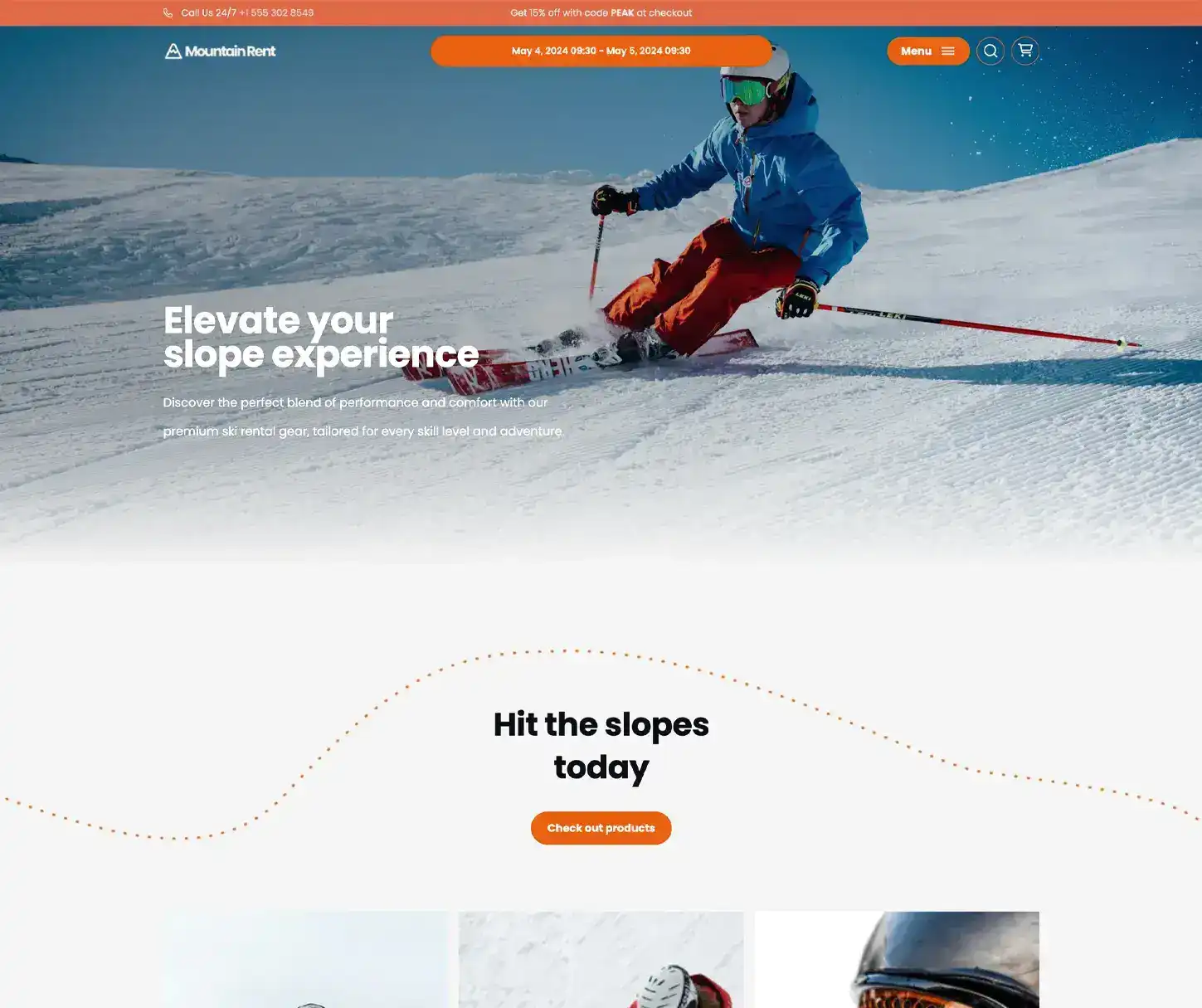 Peak Theme - Ski/Snowboard Rental Website Template