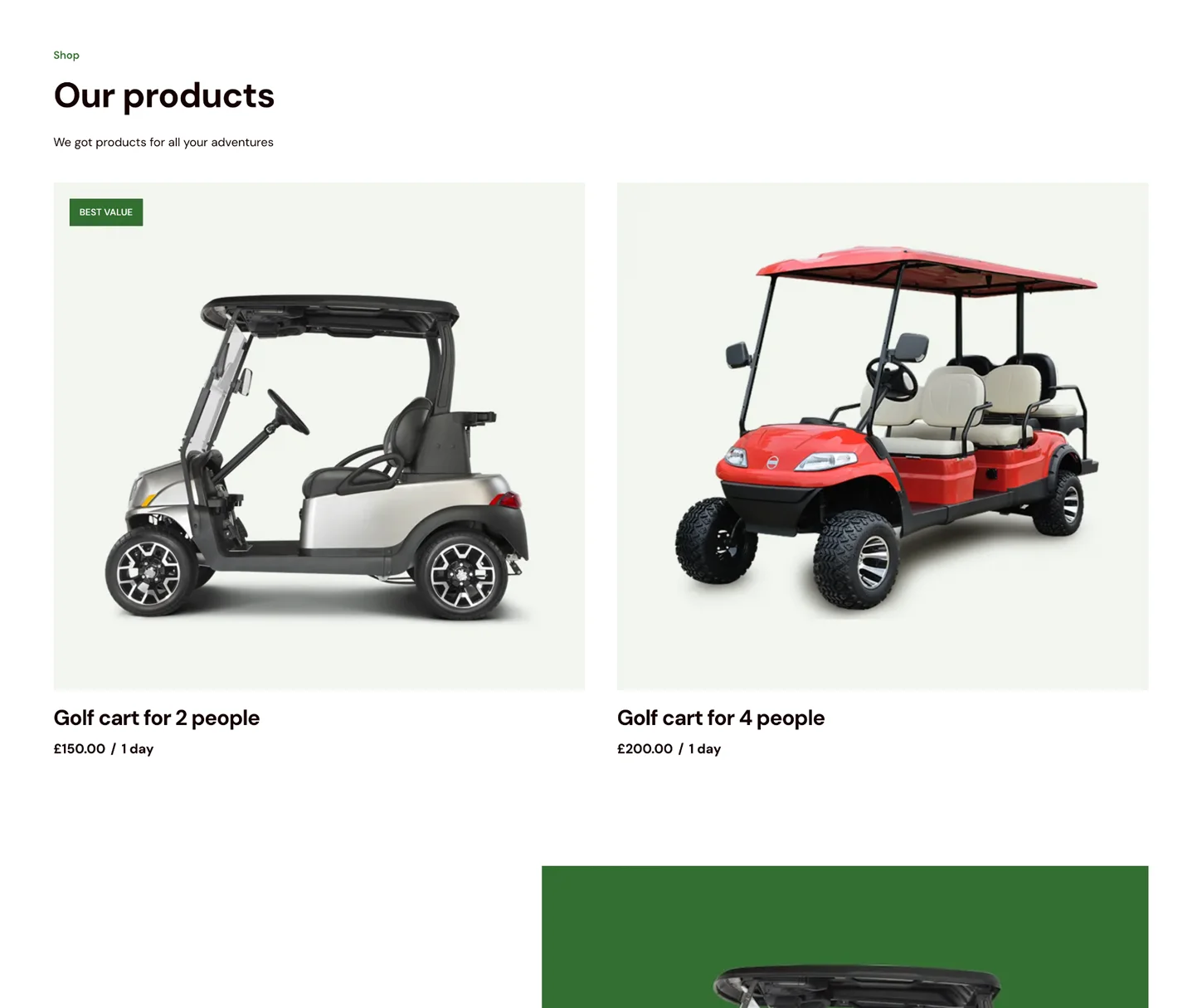 Pitch Theme - Golf Cart Rental Website Template