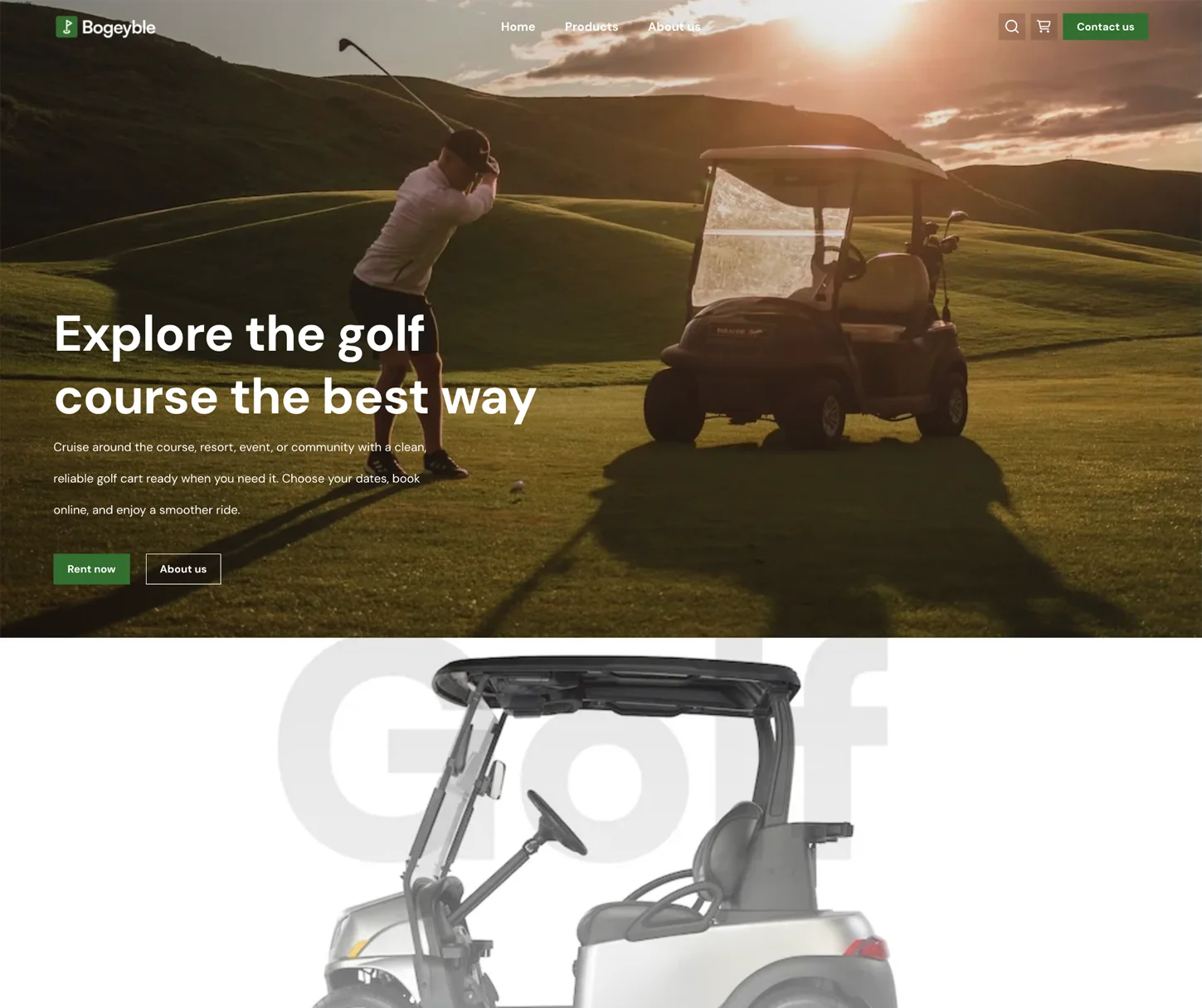 Pitch Theme - Golf Cart Rental Website Template