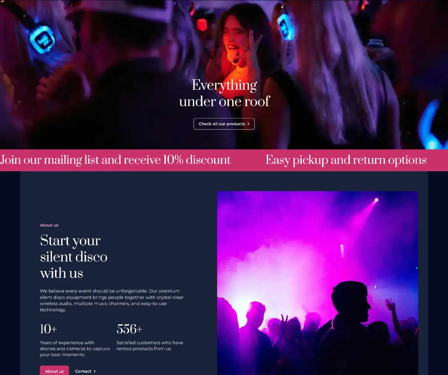 Pulse Theme - Silent Disco Rental Website Template