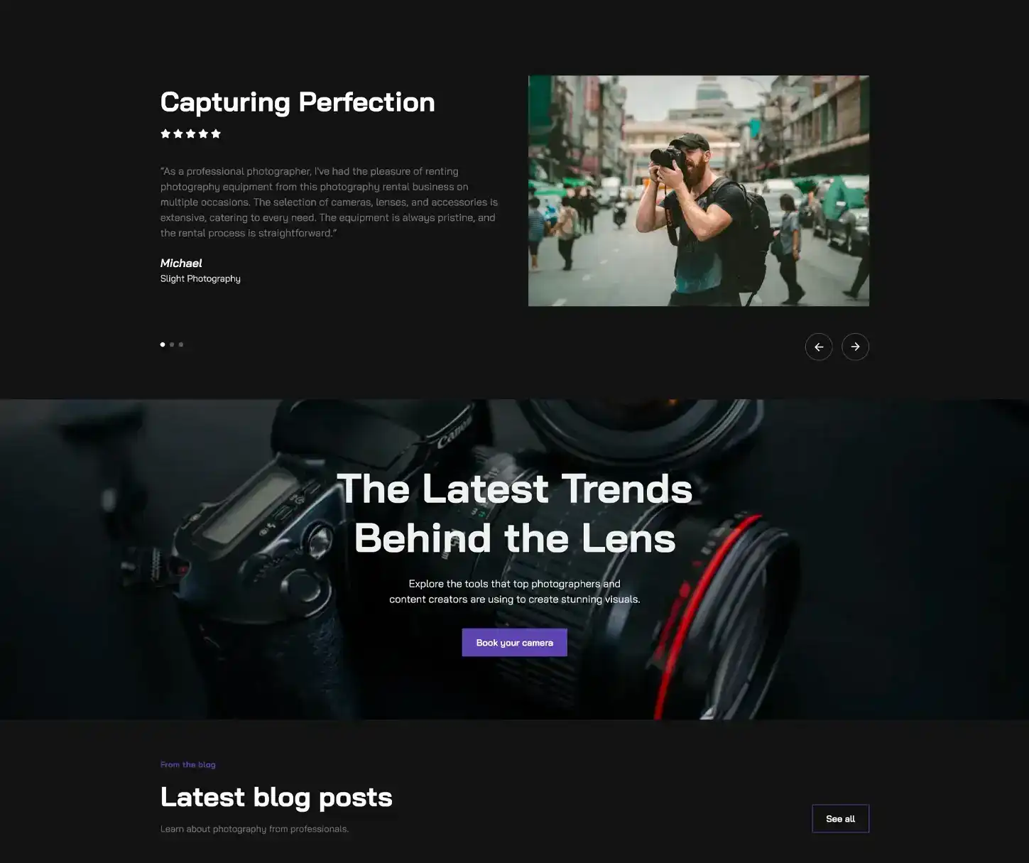 Radical Theme - Camera Verhuur Website Sjabloon