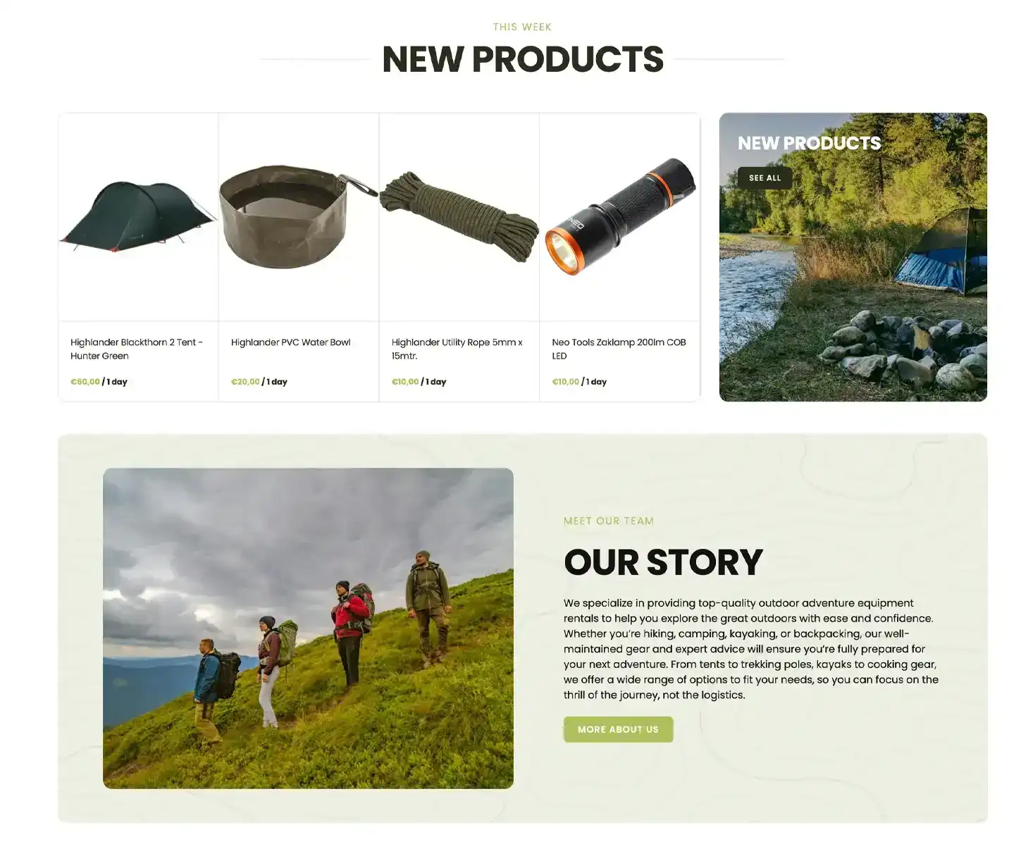 Raw Theme - Camping Gear Rental Website Template