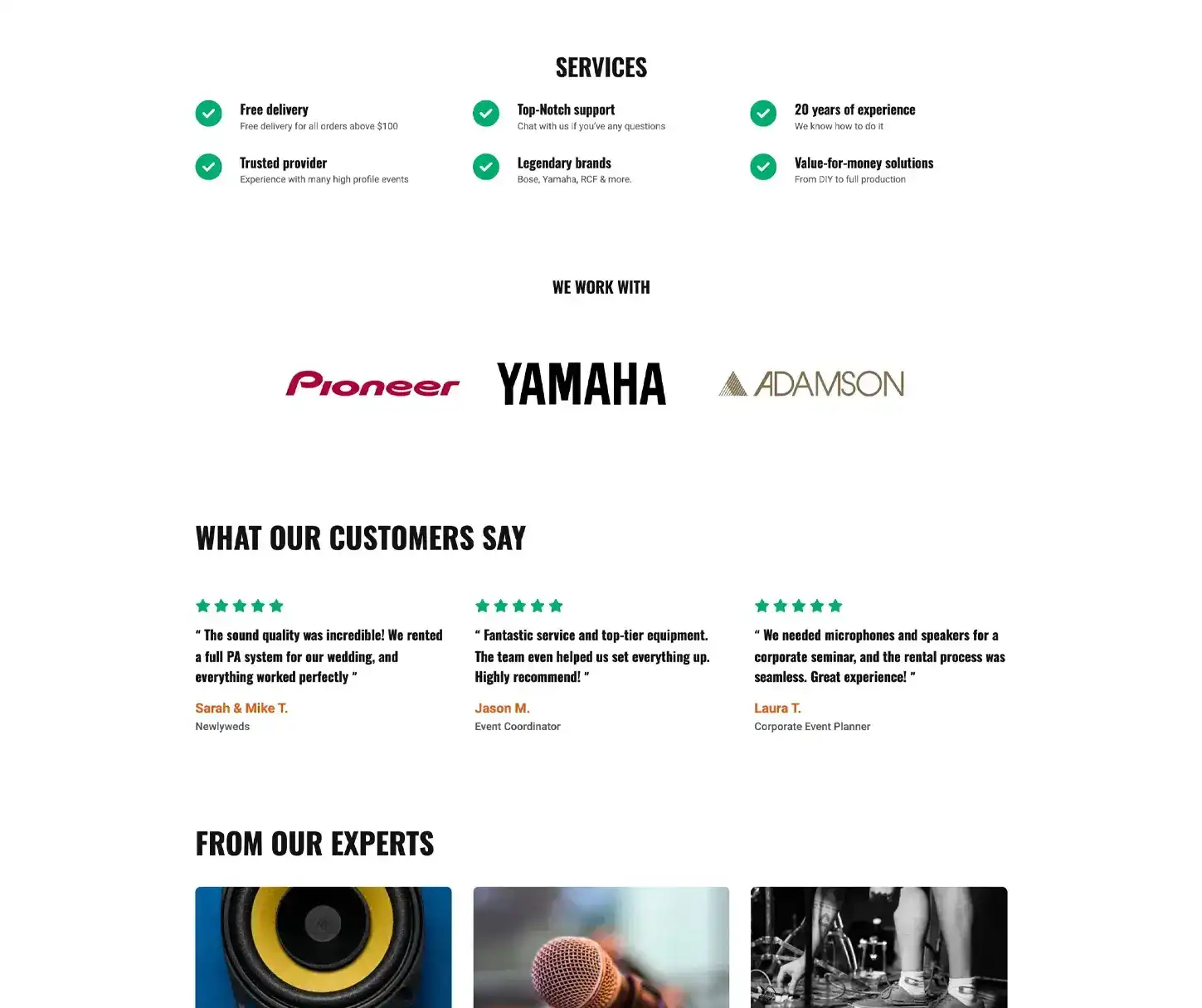 Reverb Theme - Sound Equipment Rental Website Template