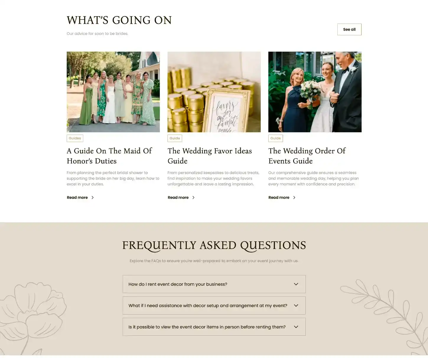 Romance Theme - Modèle de site web pour la location d'événements