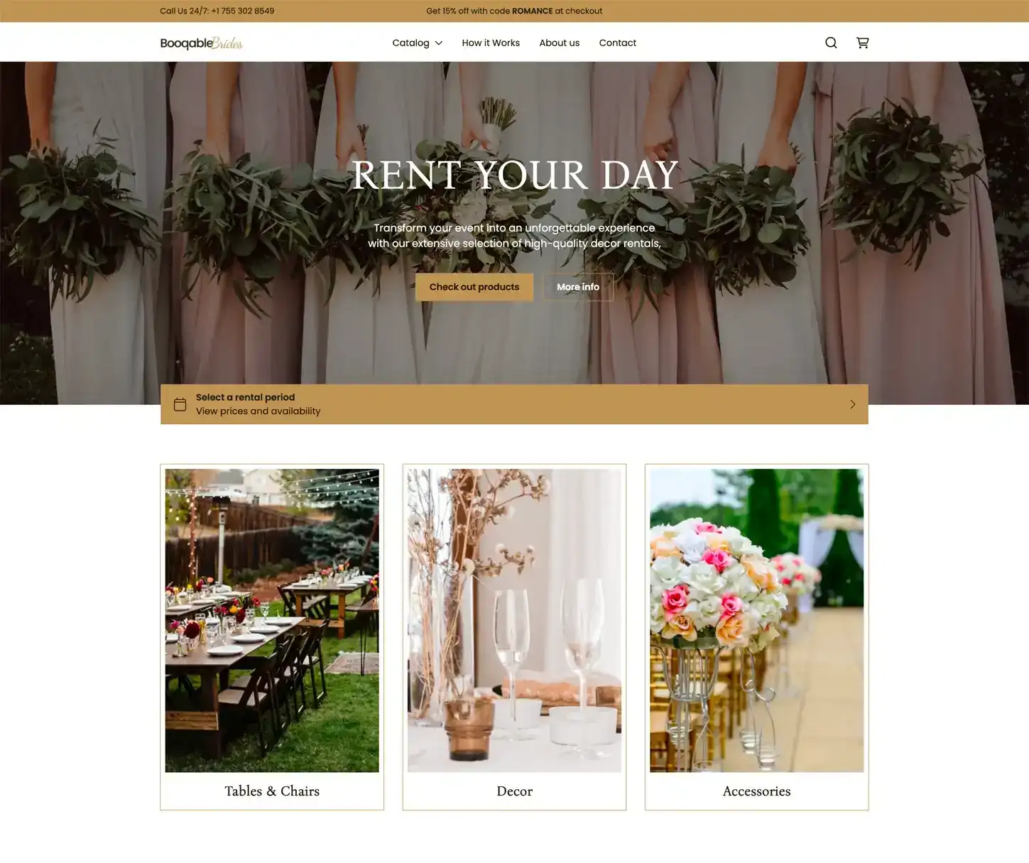 Romance Theme - Modèle de site web pour la location d'événements