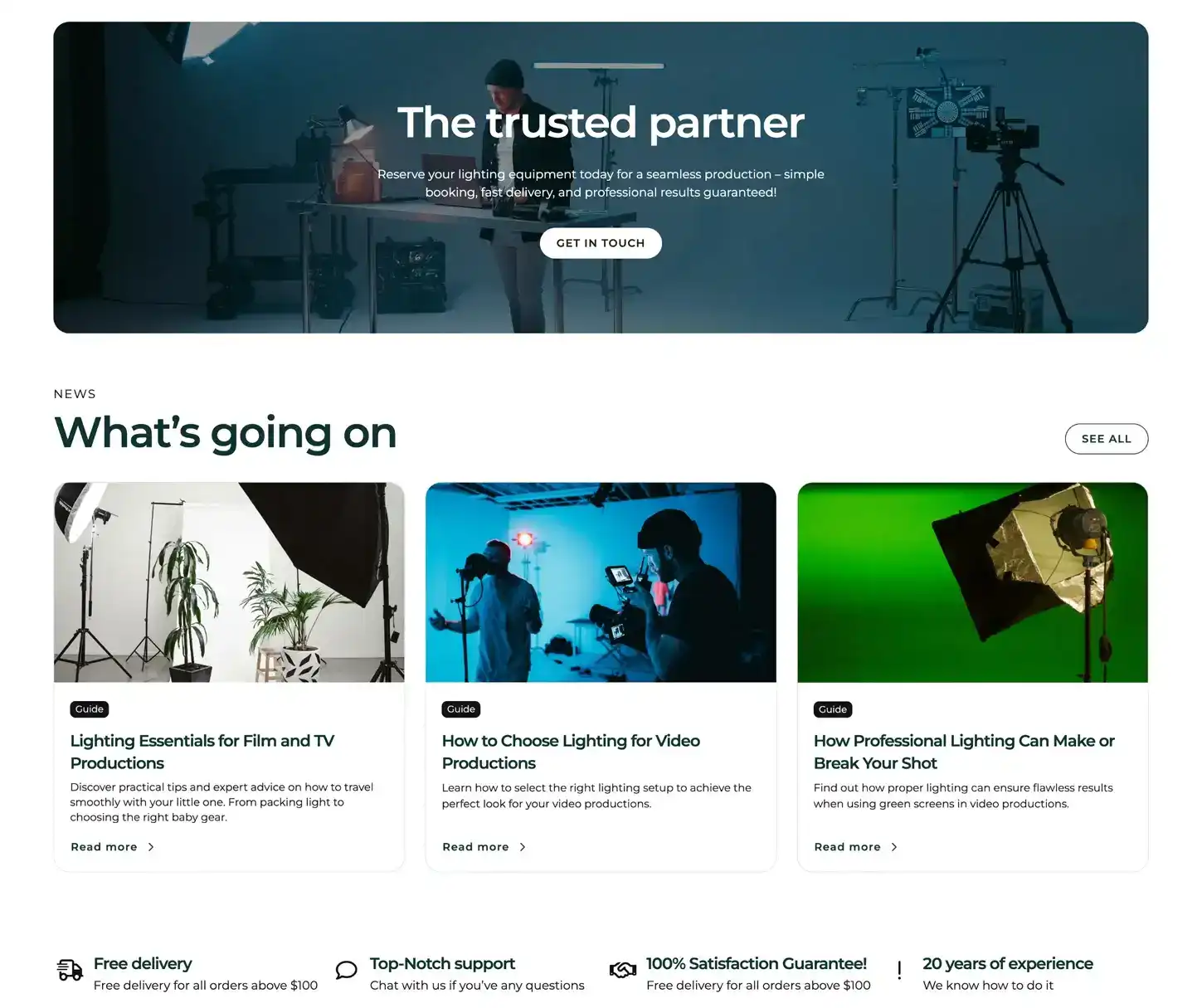 Shine Theme - Lighting Rental Website Template
