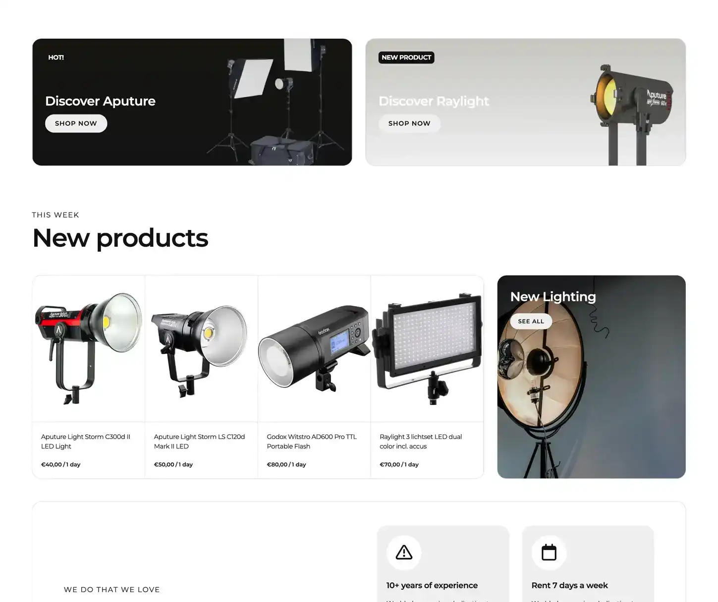 Shine Theme - Lighting Rental Website Template