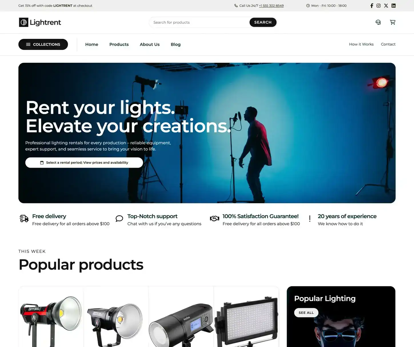 Shine Theme - Lighting Rental Website Template