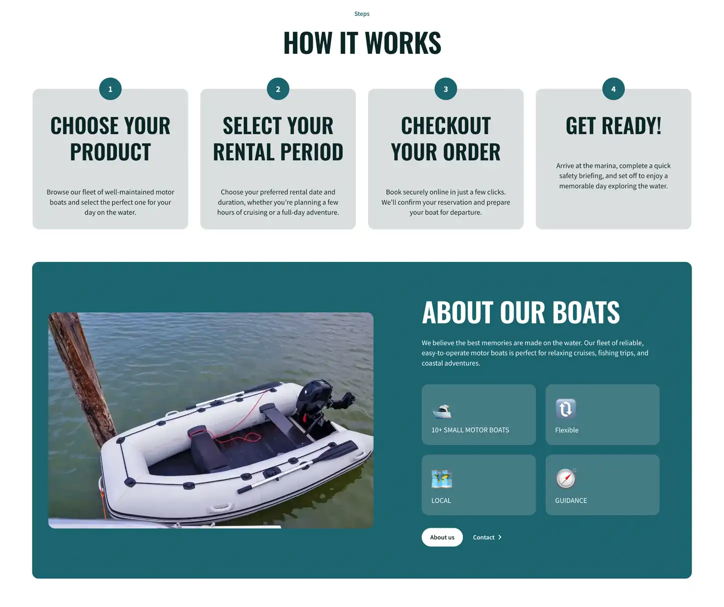 Skipper Theme - Small Motorboat Rental Website Template