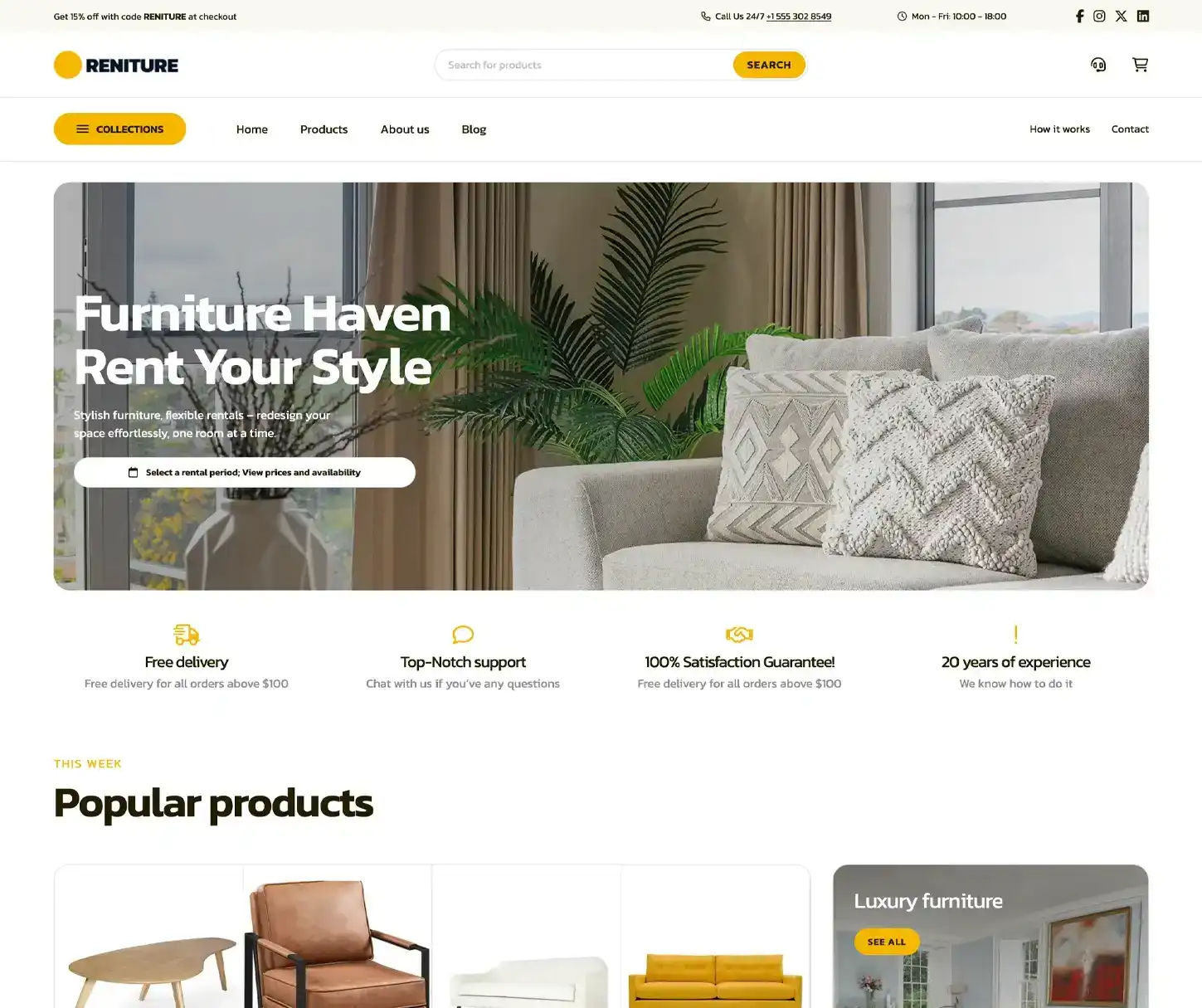Space Theme - Modelo de Website de Aluguer de Mobiliário