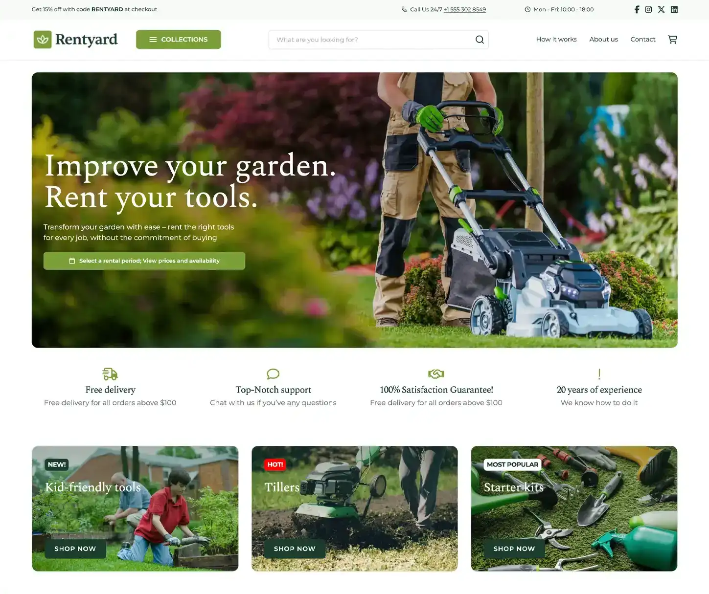Spring Theme - Modelo de Website de Aluguer de Ferramentas de Jardim
