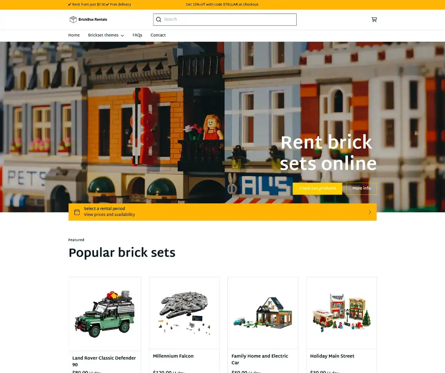 Stellar Theme - Plantilla web de alquiler de juguetes de Lego