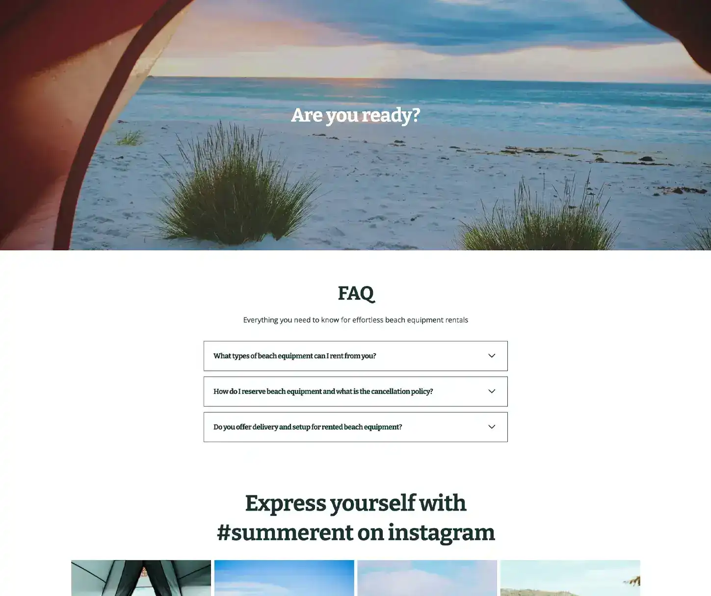 Sunset Theme - Template de site web pour la location d'équipement de plage