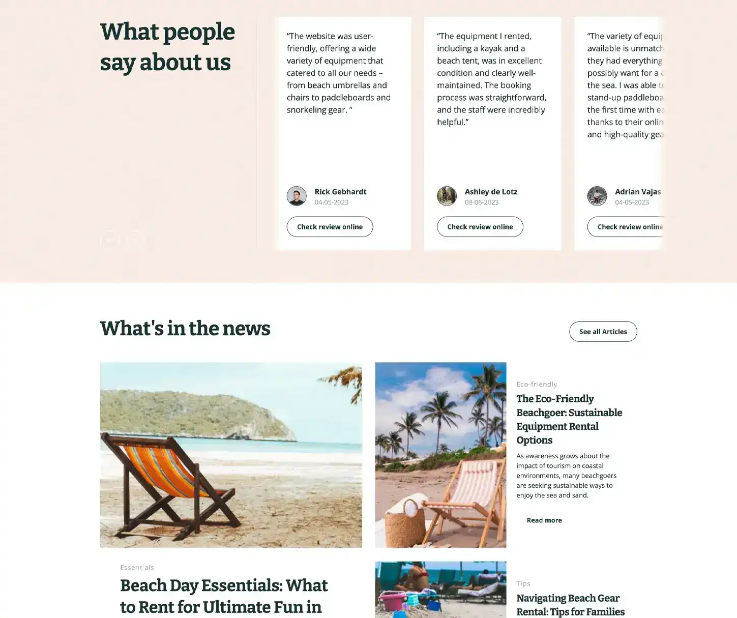 Sunset Theme - Template de site web pour la location d'équipement de plage