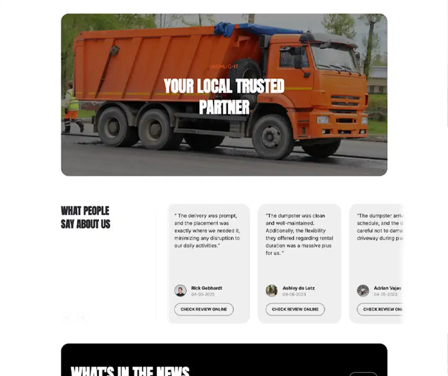 Tough Theme - Dumpster Rental Website Template